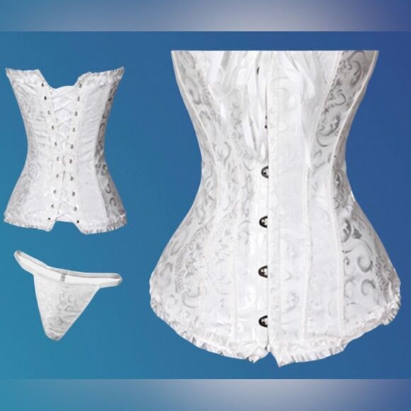 White Strapless Bridal Corset - Picture 8 of 12